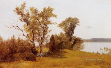 Sailboats on the Hudson at Irvington luminism landsacpes Albert Bierstadt Oil Paintings